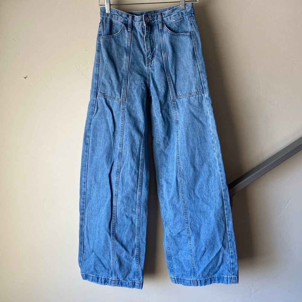 SHEIN Light Blue Wide Leg Flare Jeans